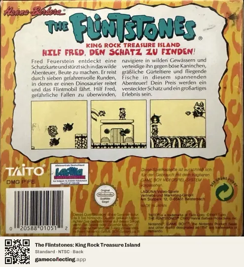 The Flintstones: King Rock Treasure Island Game Boy, NTSC box back