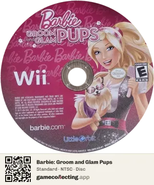 Barbie: Groom and Glam Pups Nintendo Wii, NTSC disc