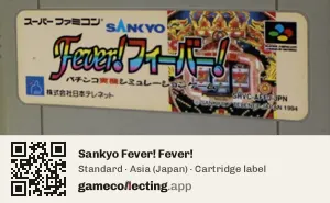 Sankyo Fever! Fever! Super Nintendo Entertainment System, Asia cartridge label