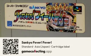 Sankyo Fever! Fever! Super Nintendo Entertainment System, Asia cartridge label
