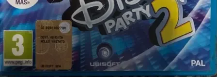 Just Dance: Disney Party 2, the PEGI square on its front