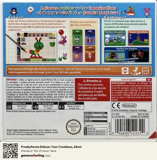 Freakyforms Deluxe: Your Creations, Alive! Nintendo 3DS, France box back