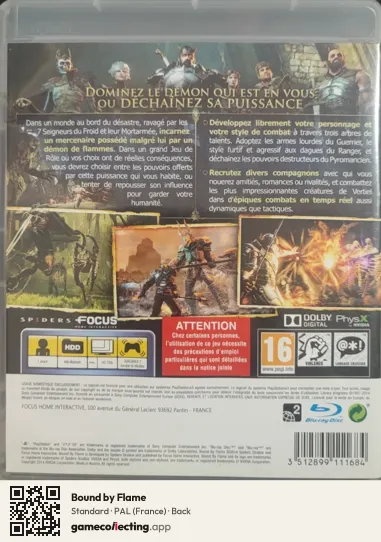 Bound by Flame PlayStation 3, France box back