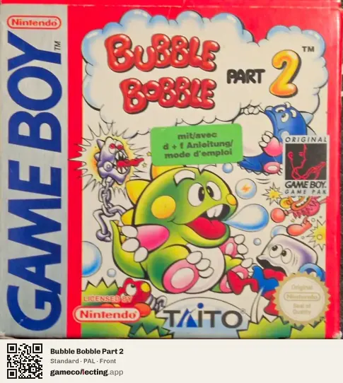 Bubble Bobble Part 2 Game Boy, PAL box front