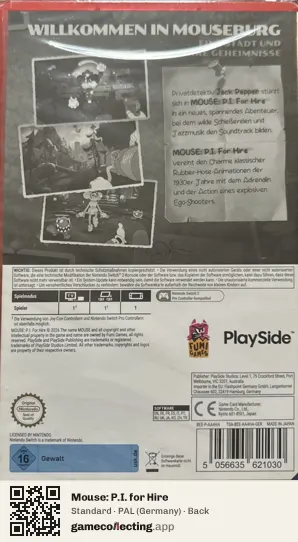 Mouse: P.I. for Hire Nintendo Switch 2, Germany box back