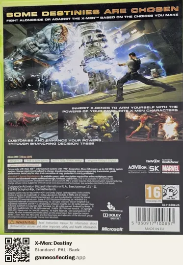 X-Men: Destiny Xbox 360, PAL box back