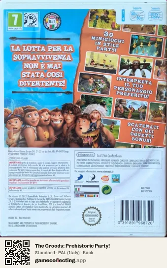 The Croods: Prehistoric Party! Nintendo Wii, Italy box back