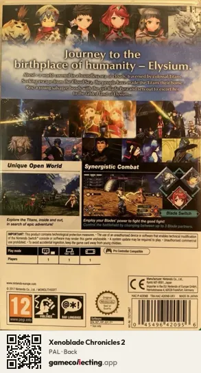 Xenoblade Chronicles 2 Nintendo Switch, PAL box back
