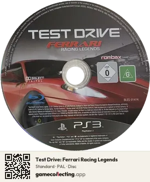 Test Drive: Ferrari Racing Legends PlayStation 3, PAL disc