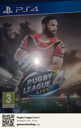 Rugby League Live 4 PlayStation 4, PAL box front