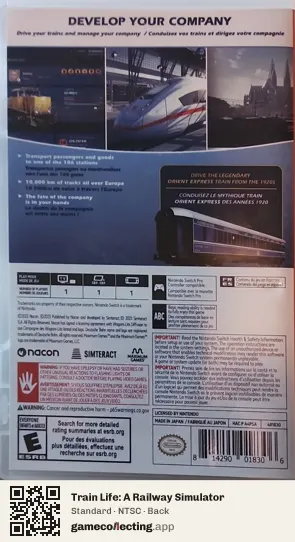 Train Life: A Railway Simulator Nintendo Switch, NTSC box back