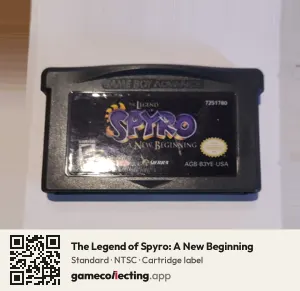 The Legend of Spyro: A New Beginning Game Boy Advance, NTSC cartridge label