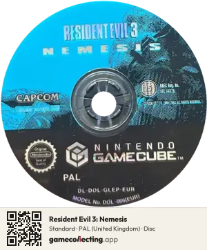 Resident Evil 3: Nemesis Nintendo GameCube, PAL disc