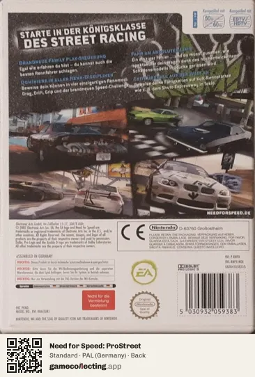 Need for Speed: ProStreet Nintendo Wii, Germany box back