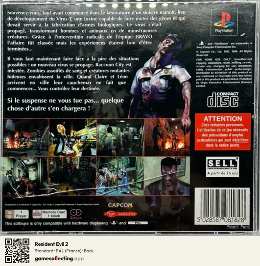 Resident Evil 2 PlayStation, France box back