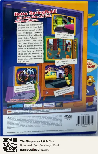 The Simpsons: Hit & Run PlayStation 2, Germany box back