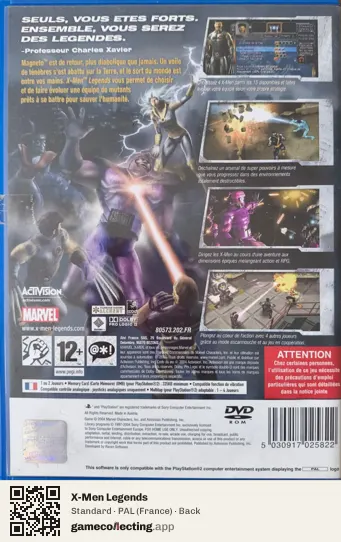 X-Men Legends PlayStation 2, France box back