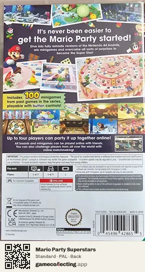 Mario Party Superstars Nintendo Switch, PAL box back