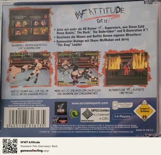 WWF Attitude Sega Dreamcast, Germany box back