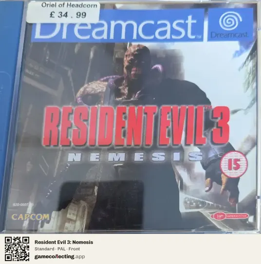 Resident Evil 3: Nemesis Sega Dreamcast, PAL box front