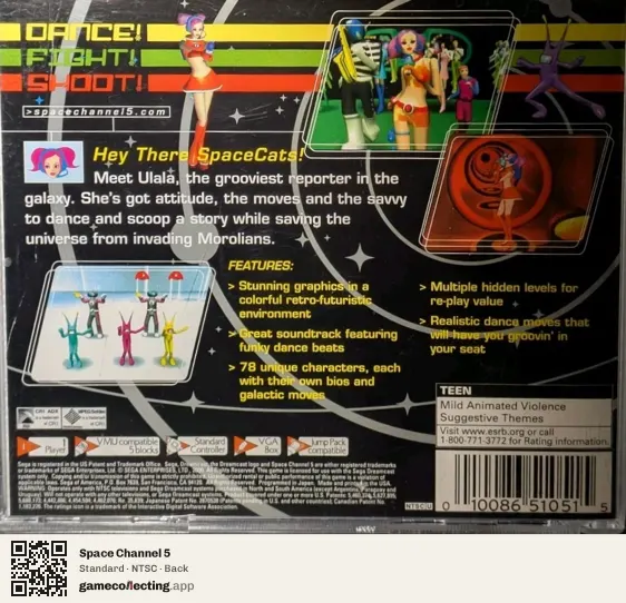 Space Channel 5 Sega Dreamcast, NTSC box back