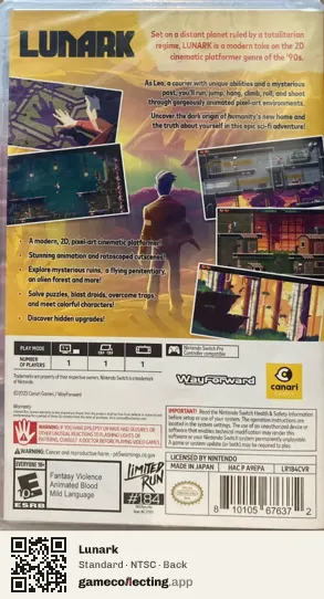 Lunark Nintendo Switch, NTSC box back