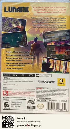 Lunark Nintendo Switch, NTSC box back