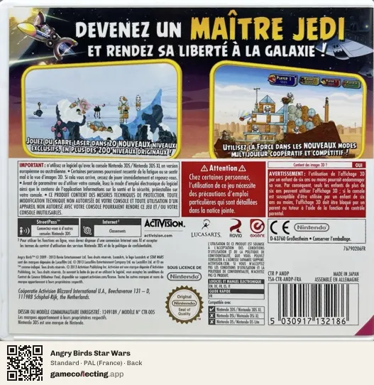 Angry Birds Star Wars Nintendo 3DS, France box back