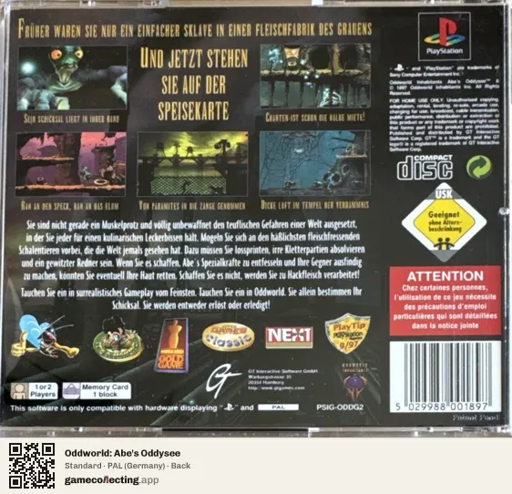 Oddworld: Abe's Oddysee PlayStation, Germany box back