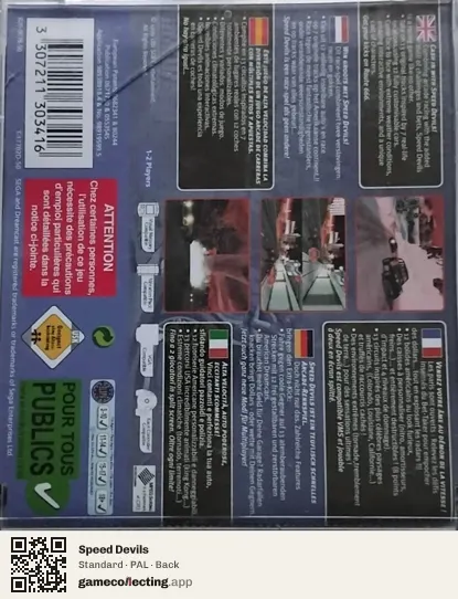 Speed Devils Sega Dreamcast, PAL box back