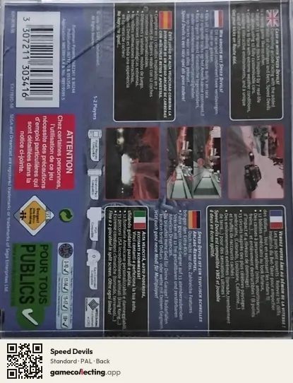Speed Devils Sega Dreamcast, PAL box back
