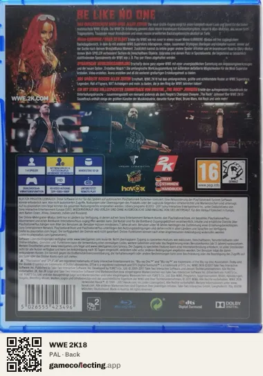 WWE 2K18 PlayStation 4, PAL box back