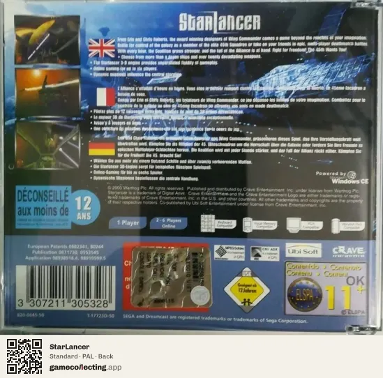 StarLancer Sega Dreamcast, PAL box back