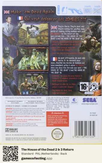 The House of the Dead 2 & 3 Return Nintendo Wii, Netherlands box back