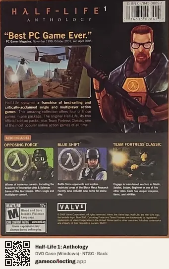 Half-Life 1: Anthology Computer, NTSC box back