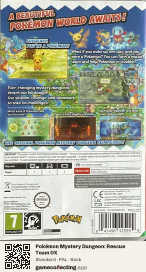 Pokémon Mystery Dungeon: Rescue Team DX Nintendo Switch, PAL box back