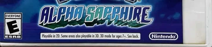 Pokémon Alpha Sapphire, the ESRB box on its front