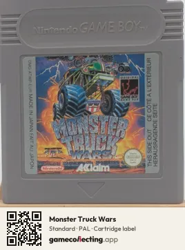 Monster Truck Wars Game Boy, PAL cartridge label