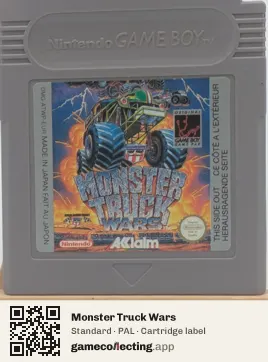 Monster Truck Wars Game Boy, PAL cartridge label