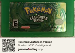 Pokémon LeafGreen Version Game Boy Advance, NTSC cartridge label