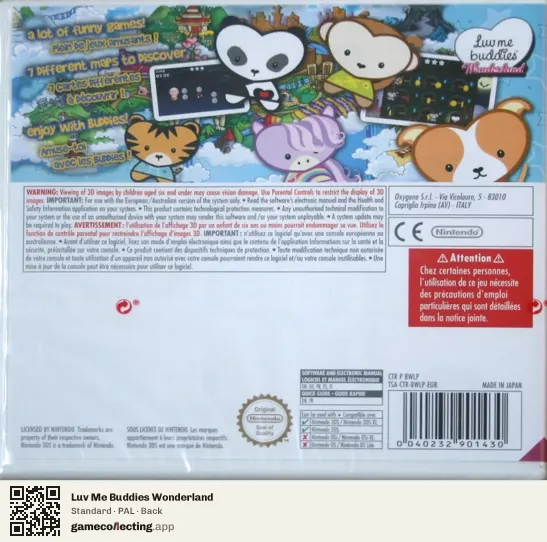 Luv Me Buddies Wonderland Nintendo 3DS, PAL box back