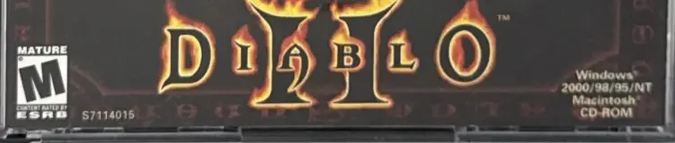 Diablo II, the ESRB box on its front