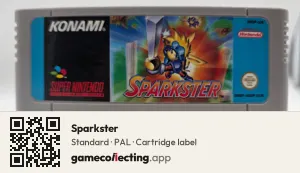 Sparkster Super Nintendo Entertainment System, PAL cartridge label