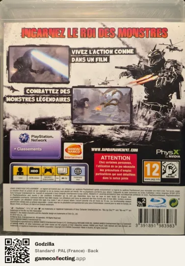Godzilla PlayStation 3, France box back