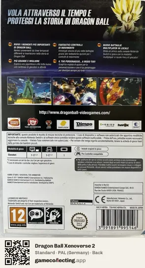 Dragon Ball Xenoverse 2 Nintendo Switch, Germany box back