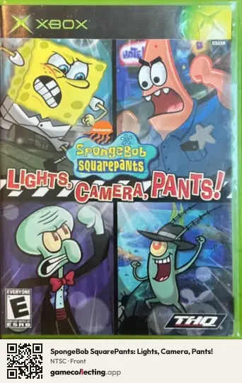 SpongeBob SquarePants: Lights, Camera, Pants! Xbox, NTSC box front