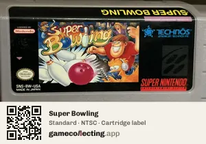 Super Bowling Super Nintendo Entertainment System, NTSC cartridge label