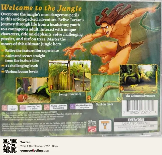 Tarzan PlayStation, NTSC box back