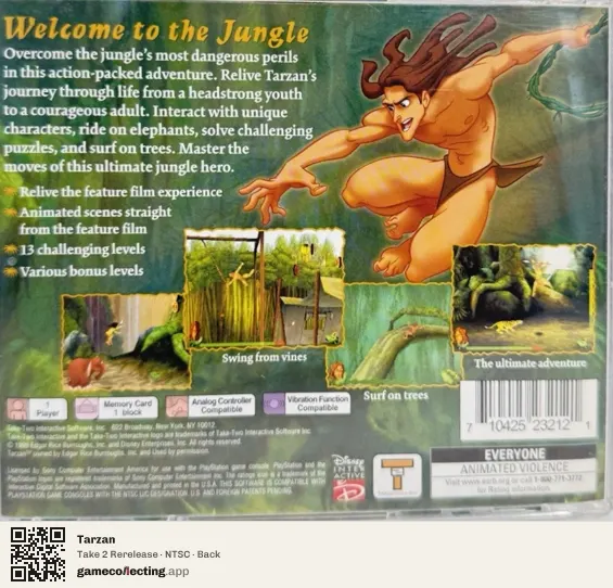 Tarzan PlayStation, NTSC box back