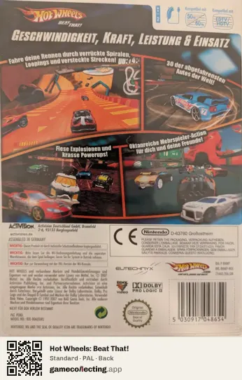 Hot Wheels: Beat That! Nintendo Wii, PAL box back